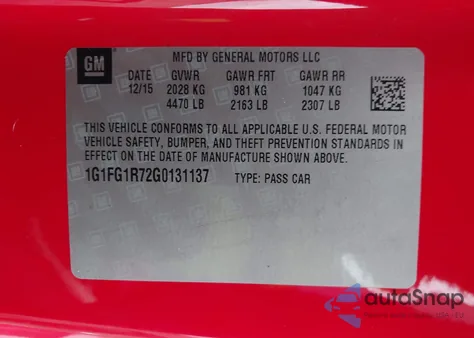 2016 Chevrolet Camaro 2Ss z USA, uszkodzony, nr VIN 1G1FG1R72G0131137